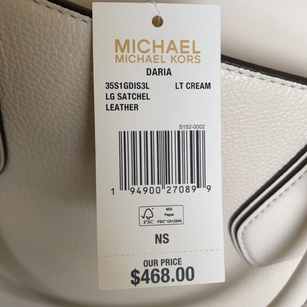 Michael Kors Daria Large Satchel Bag Leather Light Cream - Picture 9 of 15